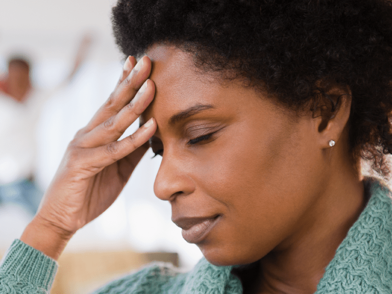 Stressed black woman
